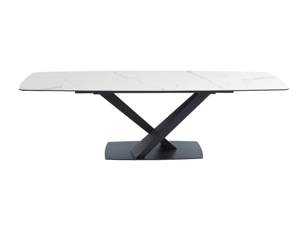 Vente-unique - MALATA bordsset + 4 HEKA stolar - Vit och beige marmoreffekt