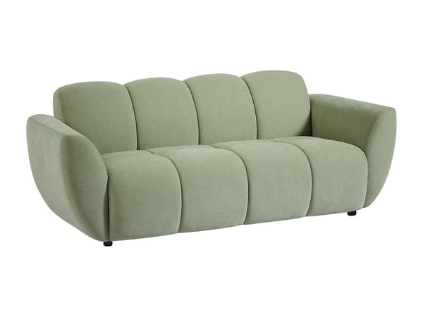 Vente-unique - 3-sitssoffa grönt tyg med quiltad effekt JULORI