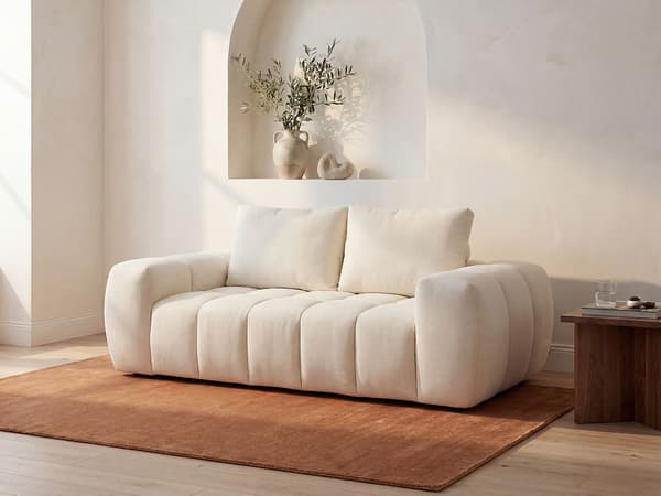 Vente-unique - Soffa 2 platser i texturerat tyg - Beige BENAFO