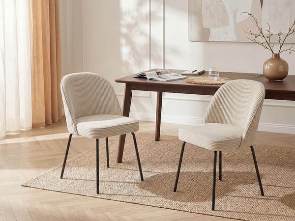 Vente-unique - Set om 2 korrögat sammet och svart metall - Creme - ALPALI