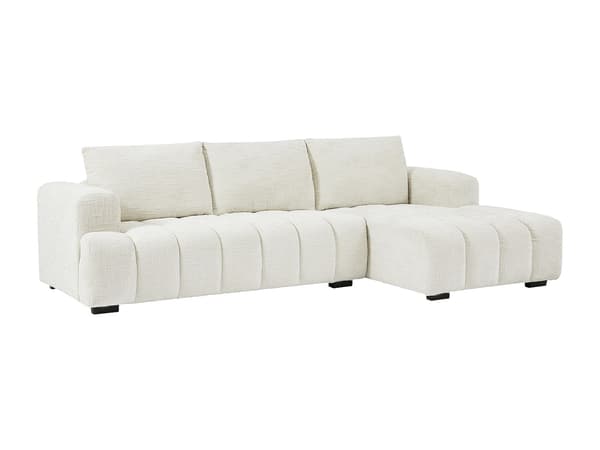 Vente-unique - Texturerad beigetyg Högervänd soffa BENOLA