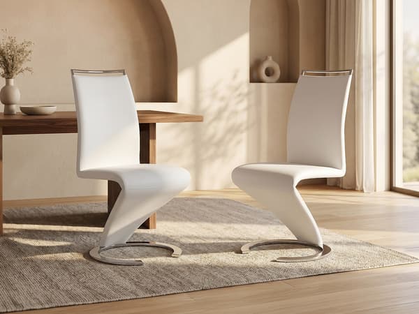 Vente-unique - Set med 2 stolar vit konstläder TWIZY