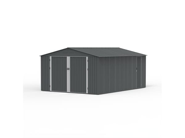 Vente-unique - Garage i galvaniserat stål med sidodörr - antracitgrå - 19 m² - RIDOSO