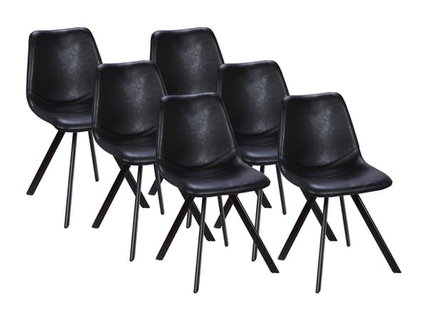 Vente-unique - 6-pack LUBINE stolar - läderimitation - Svart