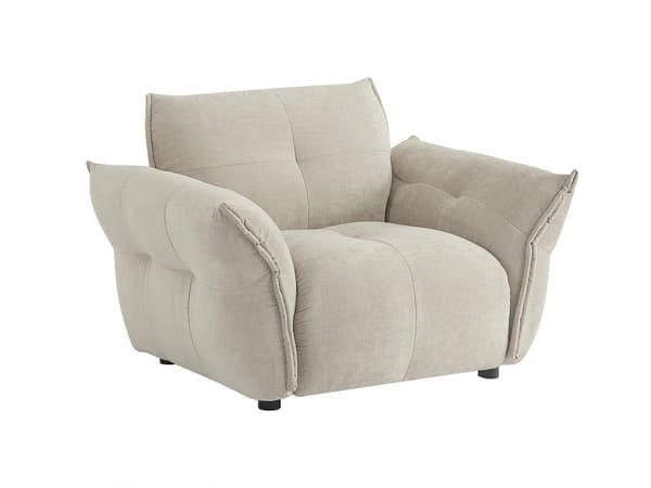Vente-unique - NAPIZO beige melerad tygfåtölj