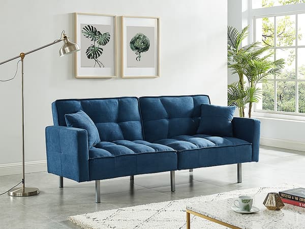 Vente-unique - MINEY 3-sits klick-klack bäddsoffa i tyg - Blå