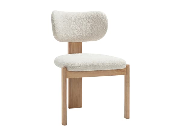 Vente-unique - Set om 6 stolar vit bouclétyg och gummiträd WILANA