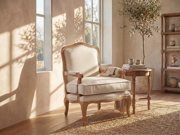 Vente-unique - Bergère-fåtölj i beige tyg MAHAUX