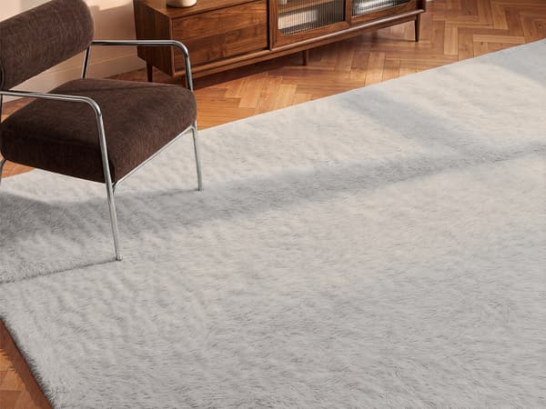 Vente-unique - Fluffig långhårig matta med pälseffekt - 160 x 230 cm - Grå - BUNNY