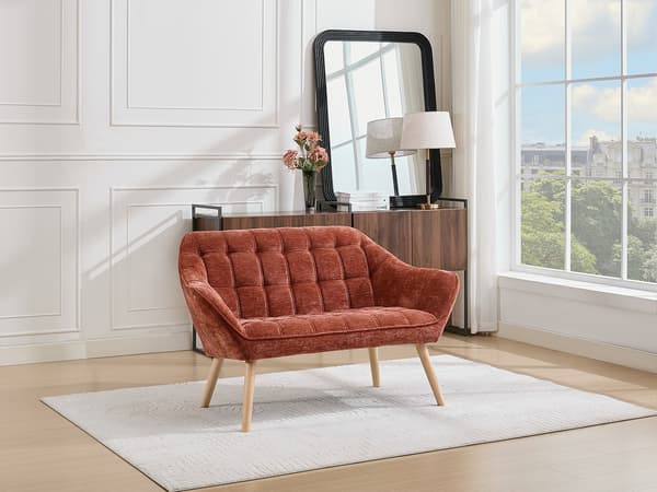 Vente-unique - 2-sits soffa i texturerat terrakottafärgat tyg CASERTA