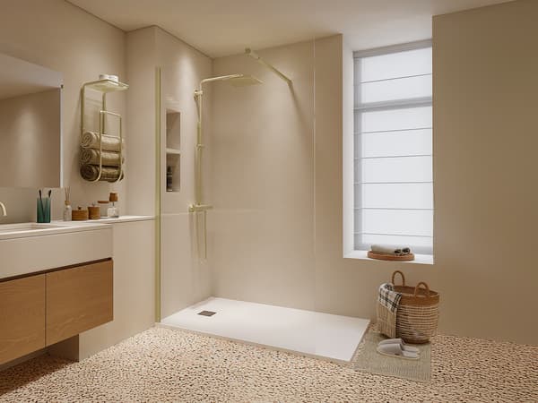 Vente-unique - Walk-in duschvägg - Guld - 6 mm glas - 120x200 cm - DAREN