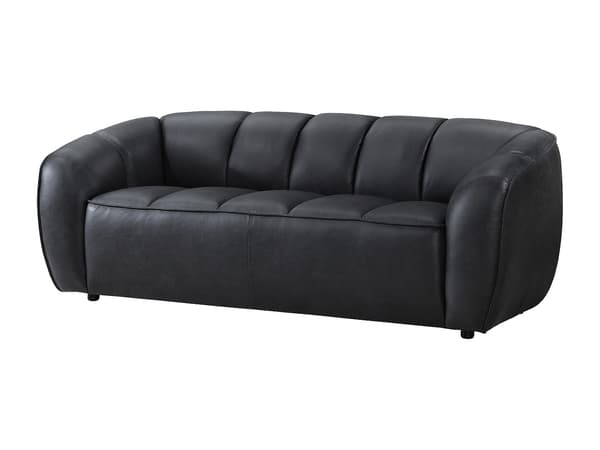 Vente-unique - 3-sitsig och 2-sitsig soffa i svart läder PRADONI