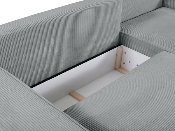 Vente-unique - Bäddsoffa högerställd ljusgrå manchester AMELIA