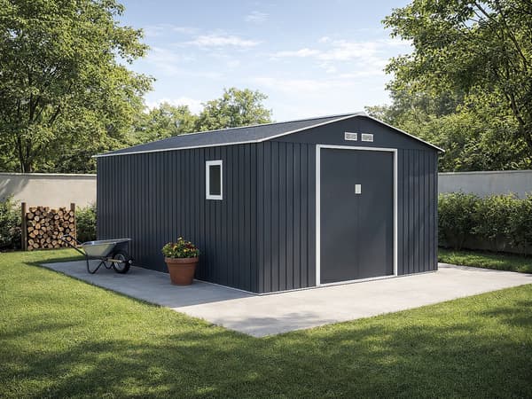 Vente-unique - Trädgårdsbod i galvaniserat grått stål 15,35 m² - ARCHER
