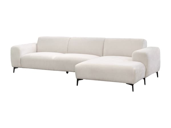 Vente-unique - Högervänd hörnsoffa i texturerat beige tyg SAPIGO