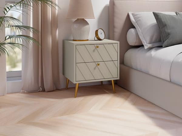 Vente-unique - Sängbord 2 lådor - Beige - TEODA