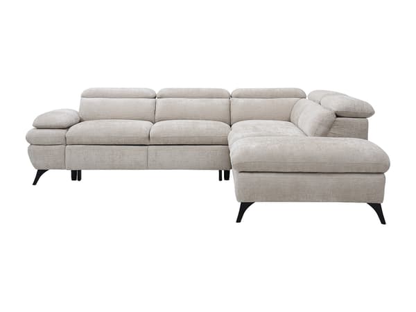 Vente-unique - Högervänd bäddsoffa i texturerat beige tyg SURDELI
