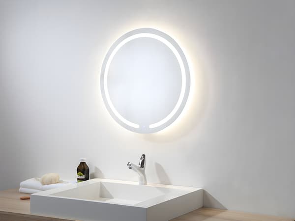 Vente-unique - Rund LED-upplyst badrumsspegel NEREA - D. 60 cm