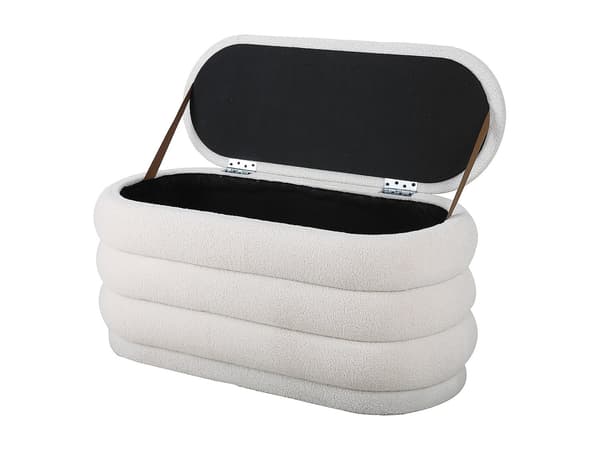 Vente-unique - Sittbänk med förvaring - Bouclé-tyg - Vit - ECAMBI