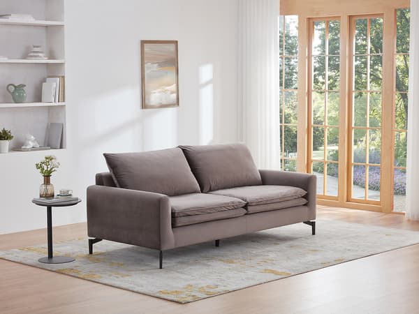 Vente-unique - ISENA 3-sits soffa i taupe sammet