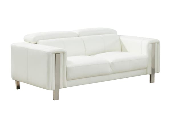 Vente-unique - 2-sitssoffa i läderimitation MAROUA - Vit