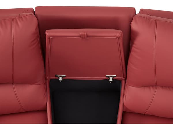 Vente-unique - 3-sits reclinersoffa i röd läder AROMA