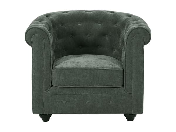Vente-unique - Set med 2 Chesterfield gröna tygfåtöljer