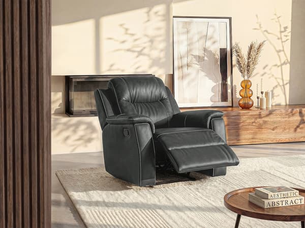 Vente-unique - Reclinerfåtölj grå läder EVASION