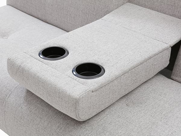 Vente-unique - CLOSIPA 3-sits klick-klack-soffa i ljusgrått tyg med sidobord