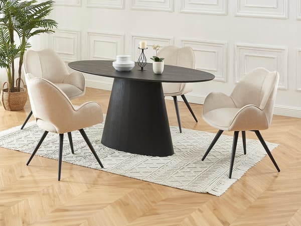 Vente-unique - ANTELADA bord och 4 GULSUN stolar - Svart och beige