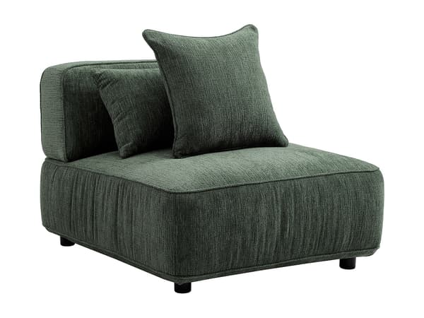 Vente-unique - Fåtölj i grön chenilletyg LELACO