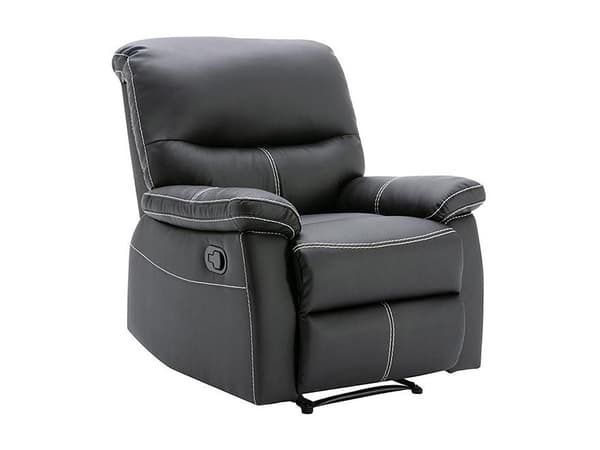 Vente-unique - Reclinerfåtölj i svart läderimitation CANBY