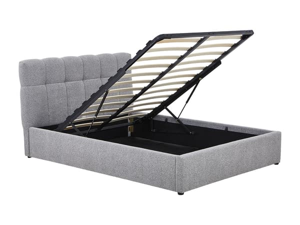 Vente-unique - Sängram med förvaring 140 x 190 cm - Bouclé tyg - Grå - MAZIRI