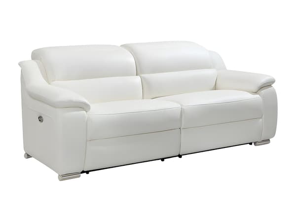 Vente-unique - 3-sitssoffa vit läder med elektrisk reclinerfunktion ARENA III