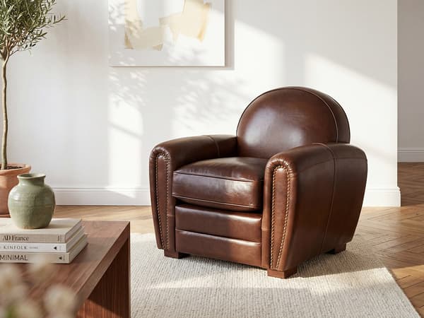 Vente-unique - Klassisk fåtölj i 100% åldrat läder BAUDOIN - Brun