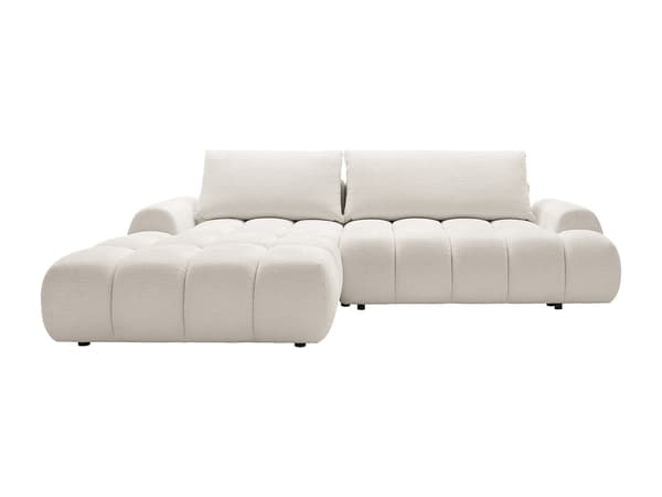 Vente-unique - Hörnbäddsoffa vänstervänd i beige chenilletyg FARNETA