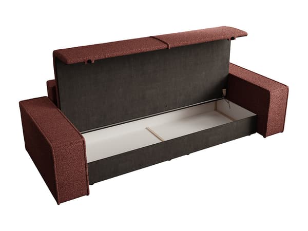 Vente-unique - 4-sitssoffa bäddsoffa i vinröd chenille AMELIA