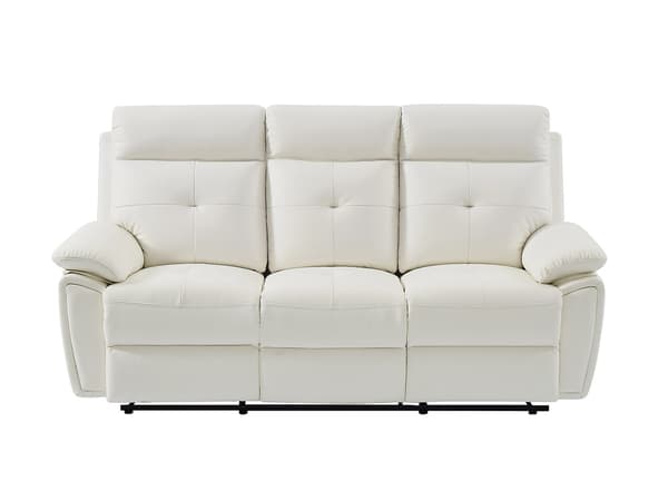 Vente-unique - 3-sits soffa och reclinerfåtölj i vitt läder VINETA