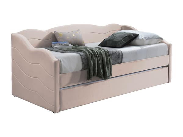 Vente-unique - Utdragbar bäddsoffa 2 x 90 x 190 cm - Sammet - Rosa - LENVIA