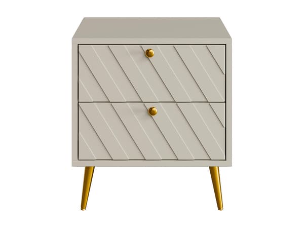 Vente-unique - Sängbord 2 lådor - Beige - TEODA
