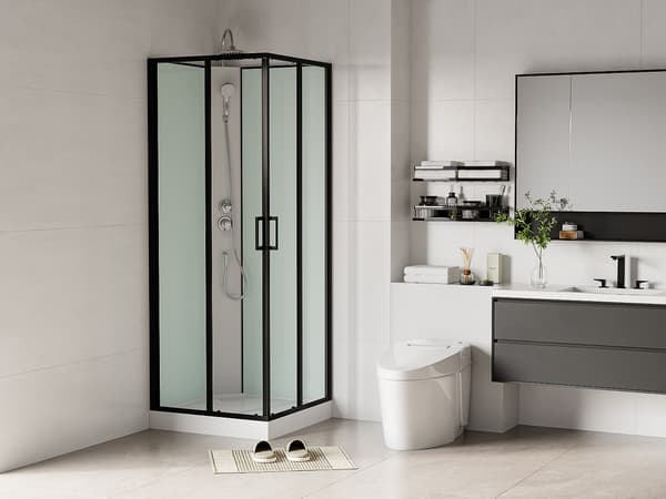 Vente-unique - Duschkabin svart  och vit 80 x 80 x 220 cm SAMABI