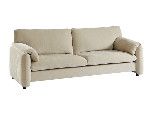 Vente-unique - 3-sits tygsoffa i beige OPRALIO