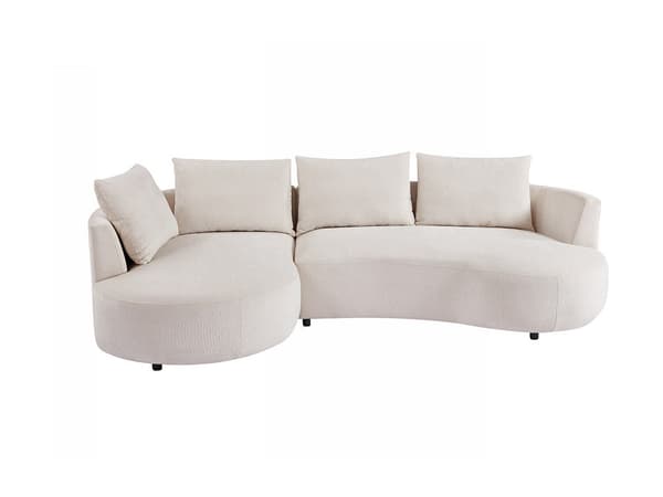 Vente-unique - Vänstervändvänd hörnsoffa i beige texturerad sammet LOUSADO