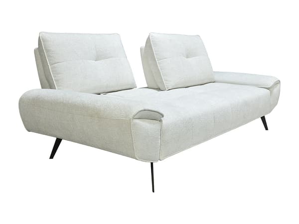Vente-unique - KELOPA 3-sitssoffa i elfenbensvitt texturerat tyg med fällbart ryggstöd