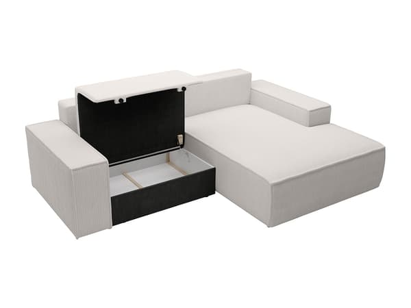 Vente-unique - Liten bäddsoffa högerställd beige manchester AMELIA