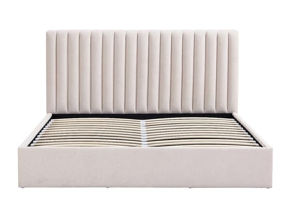 Vente-unique - Säng med förvaring 160 x 200 cm – Tyg – Beige - SARANELI