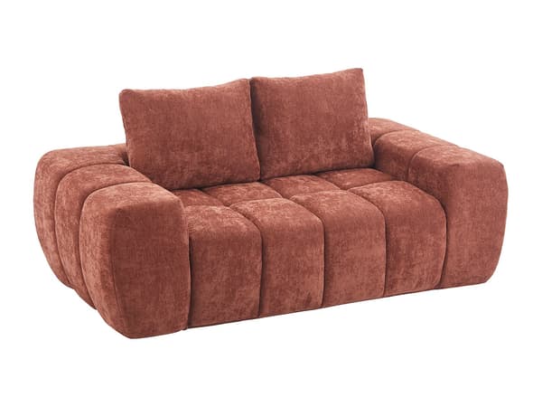 Vente-unique - Soffa 2 platser i texturerat tyg - Terrakotta BENAFO