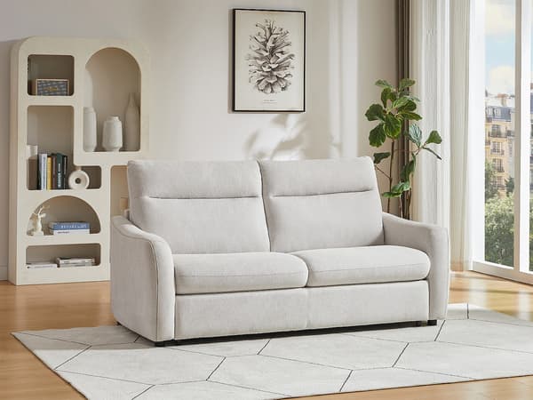 Vente-unique - Bäddsoffa express 3-sits i beige tyg SOVANIA
