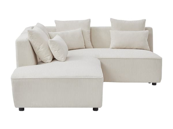 Vente-unique - Vänstervänd hörnsoffa i beige manchestersammet MECODI