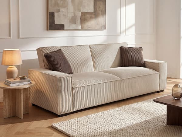 Vente-unique - 3-sits bäddsoffa i beige manchester SEKOTA